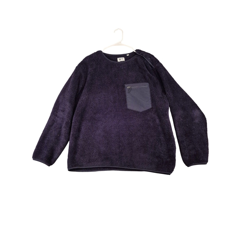 Uniqlo x Engineered Garments Mens Fleece Pullover Navy Blue Large Pocket Sweater